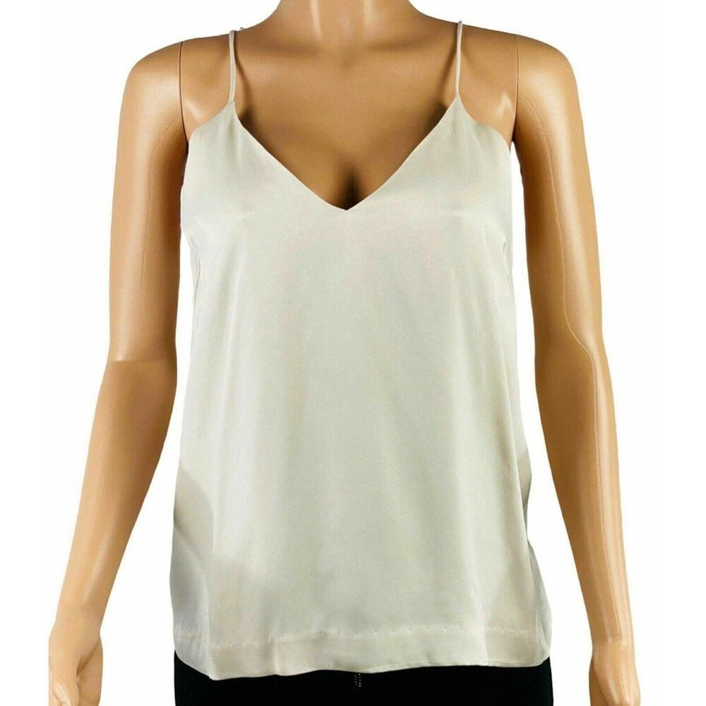 Elliatt Ascent Top Open Back Cami Beige Size L Tie V Neck Lined Spaghetti Strap